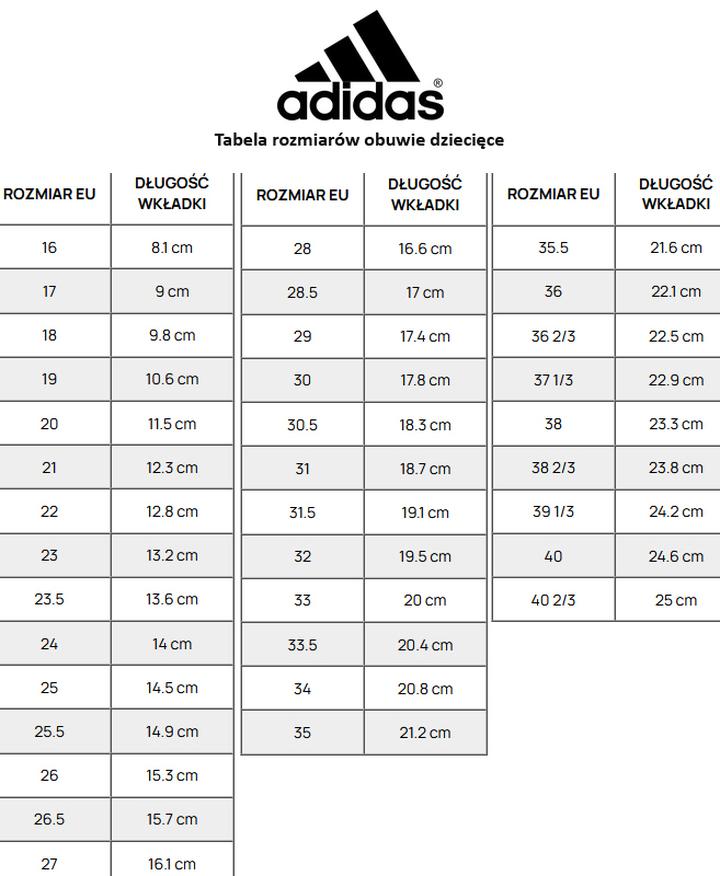 Dobór rozmiaru butów adidas 27 cm