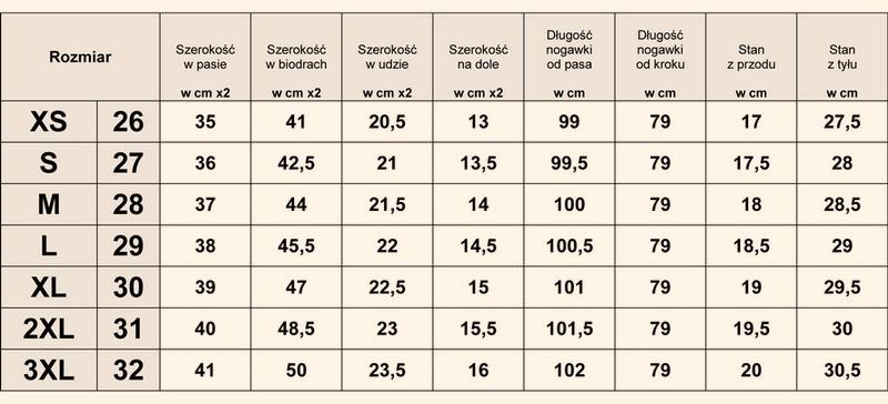 Spodnie męskie rozmiar