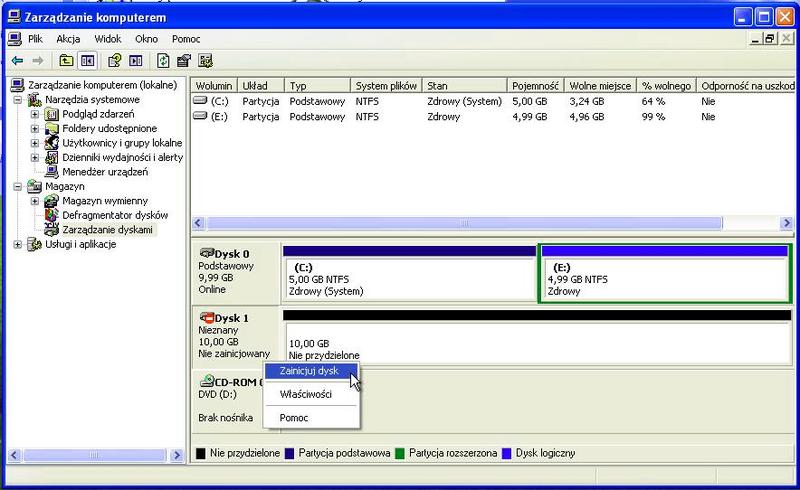 Zarządzanie dyskami Windows 7