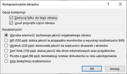 Zmniejszanie rozmiaru prezentacji
